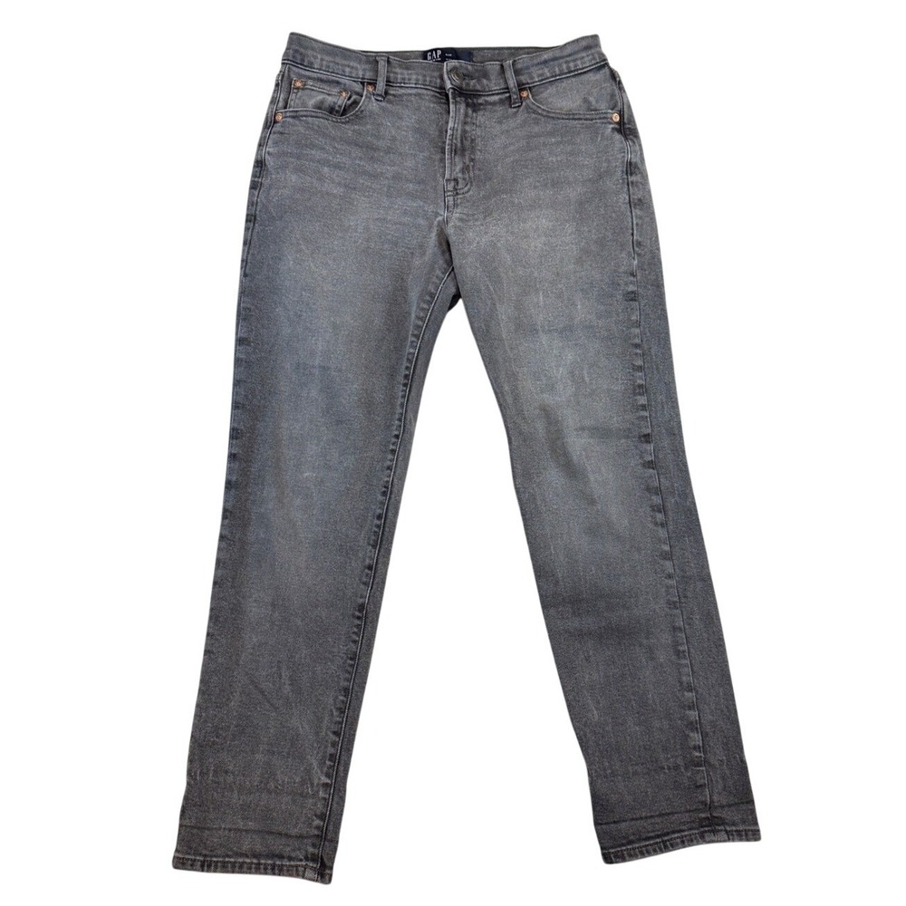 GAP Denim Girlfriend Jeans Gray Mid‎ Rise Slim Tapered Stretch Size 6/28